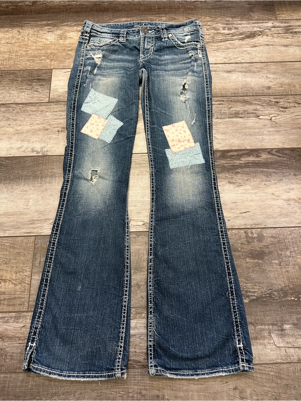 Silver Jeans Distressed Blue Patchwork Women's Jeans